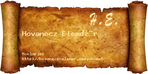 Hovanecz Elemér névjegykártya